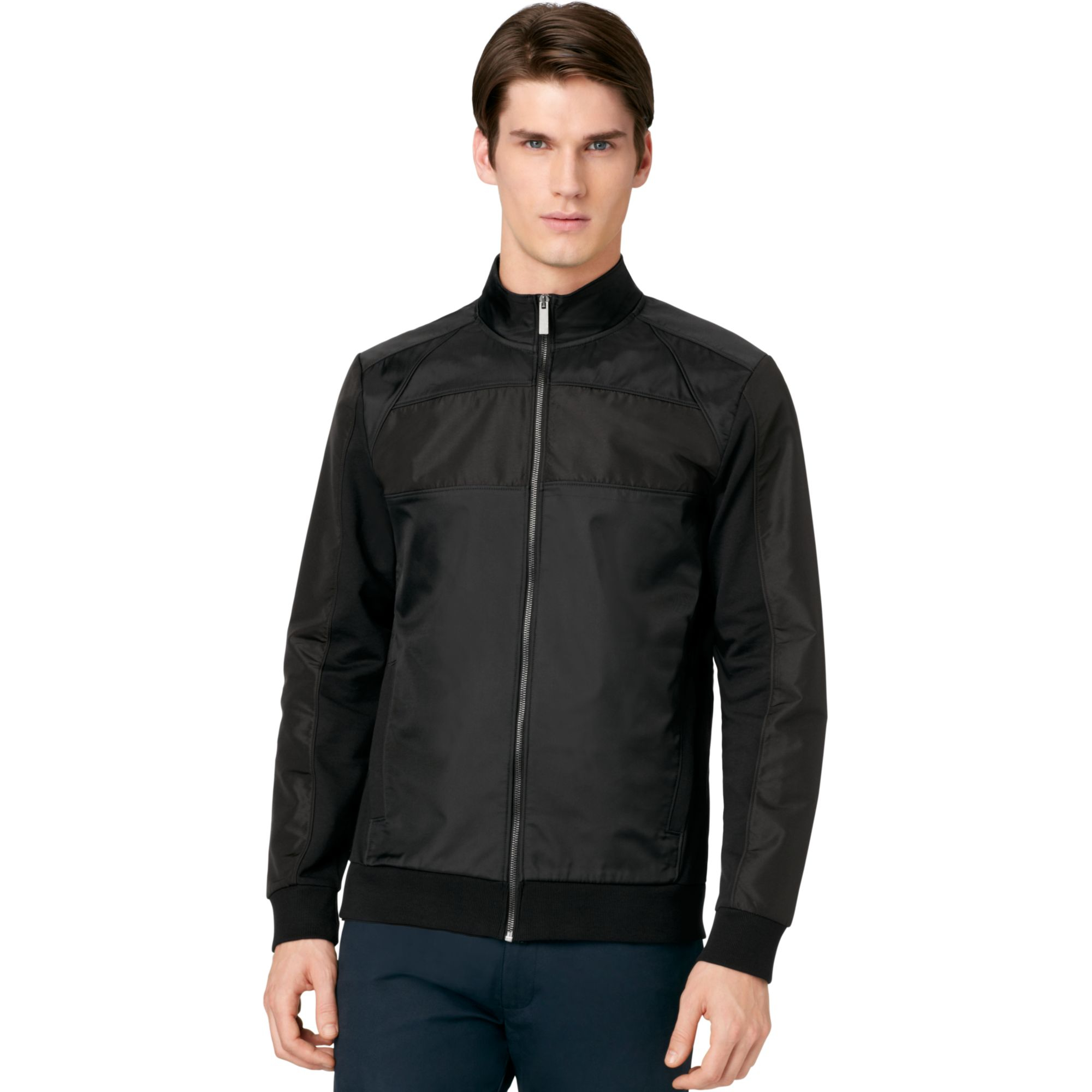 lyst calvin klein ck one zip slim fit jacket in black for lyst calvin klein ck one zip slim fit jacket in black for