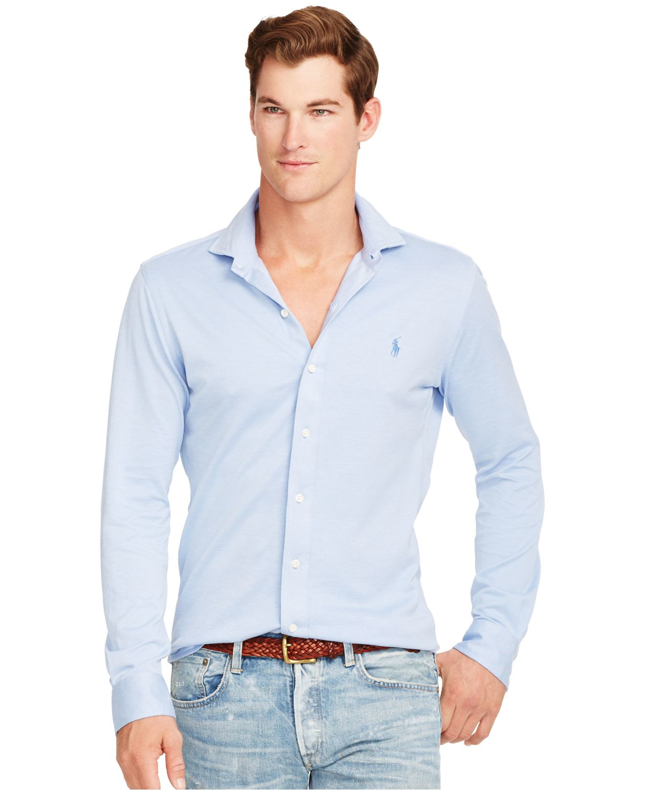 Lyst - Polo Ralph Lauren Knit Estate Dress Shirt in Blue for Men
