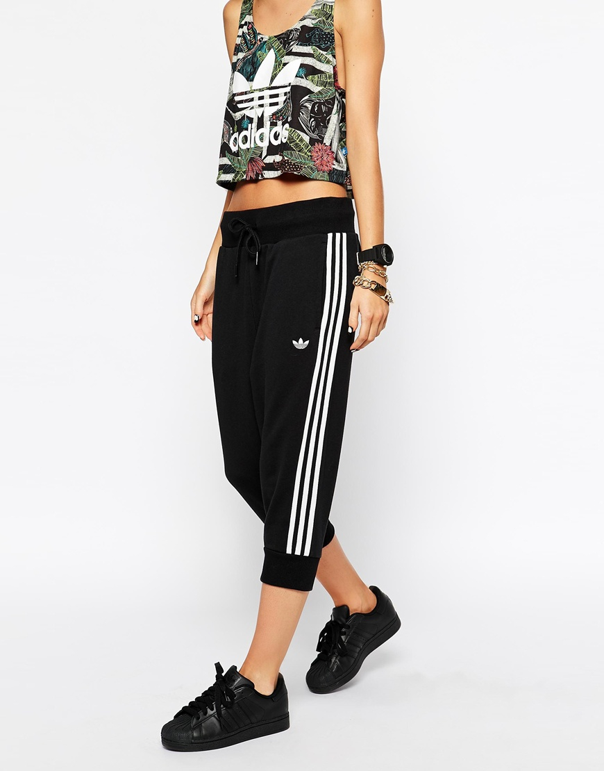 Lyst - Adidas Originals Cropped Sweat Pants in Black