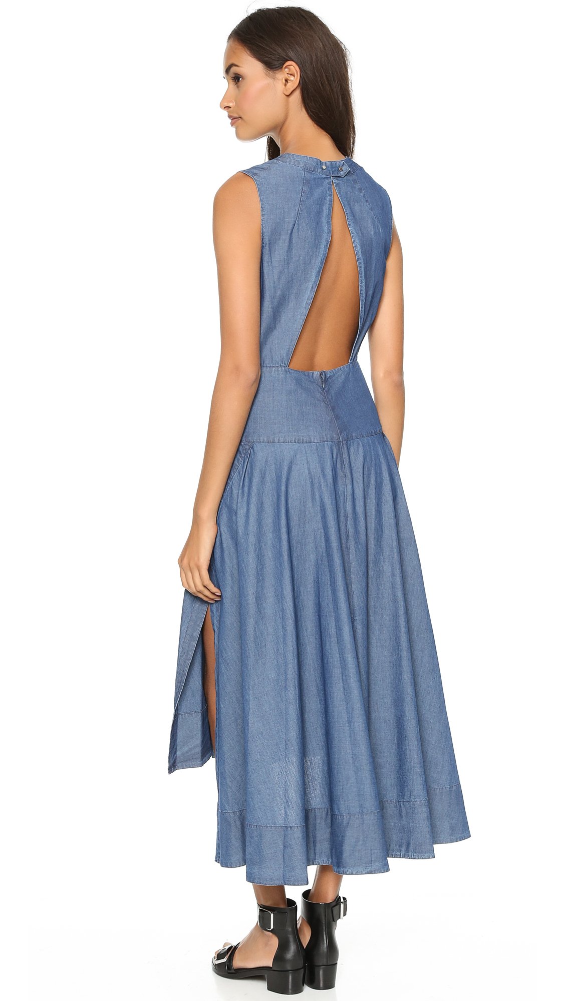 chambray maxi shirt dress