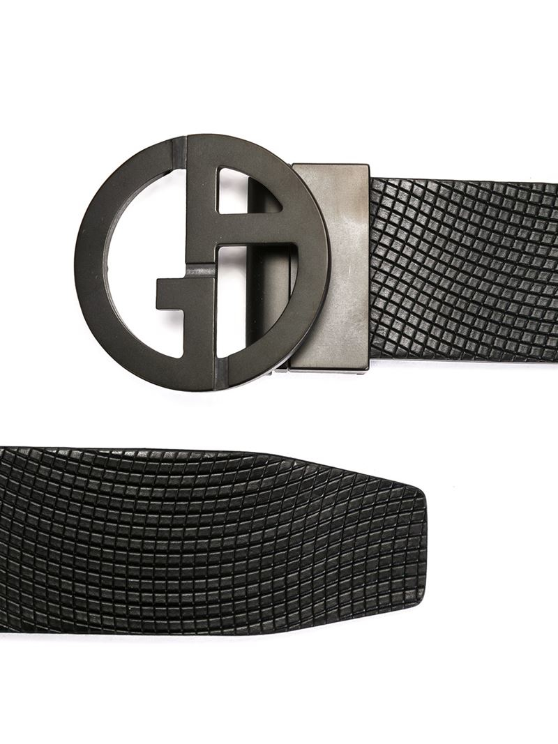 Lyst - Giorgio Armani Logo Buckle Reversible Belt in Black for Men