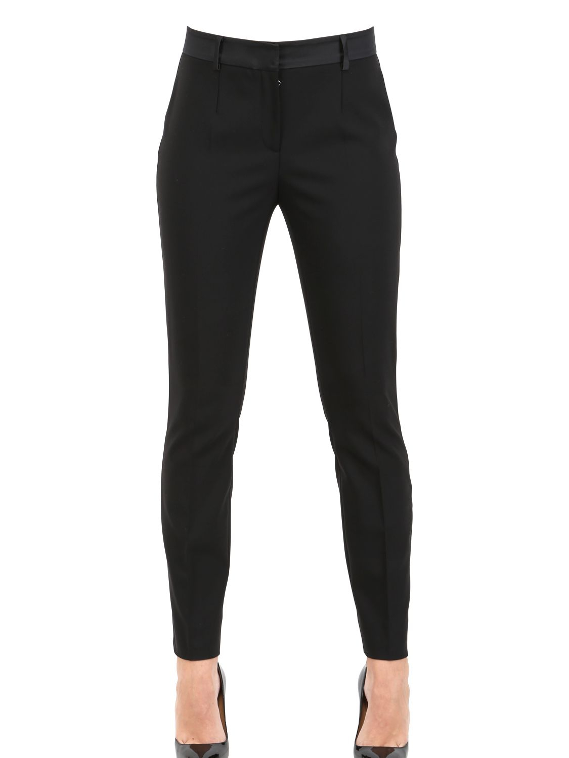 Lyst - Dolce & Gabbana High Waisted Wool Cloth Tuxedo Trousers in Black