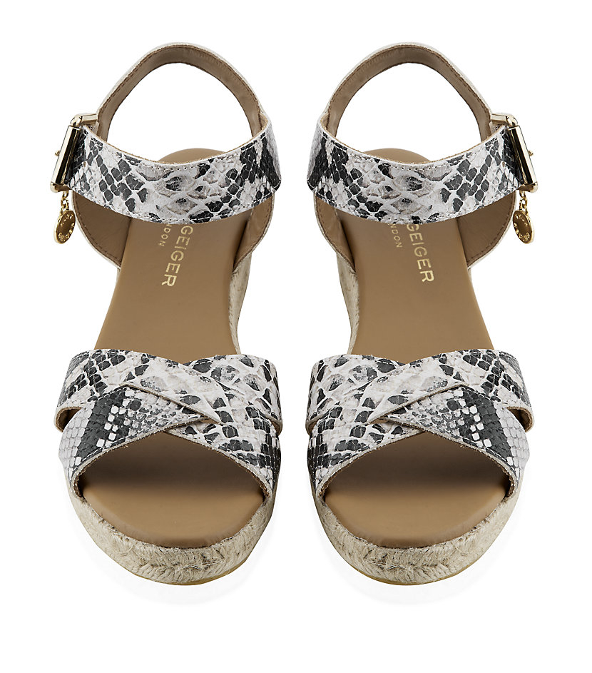 Kurt geiger Libby Snake Print Wedge Sandal in Black | Lyst