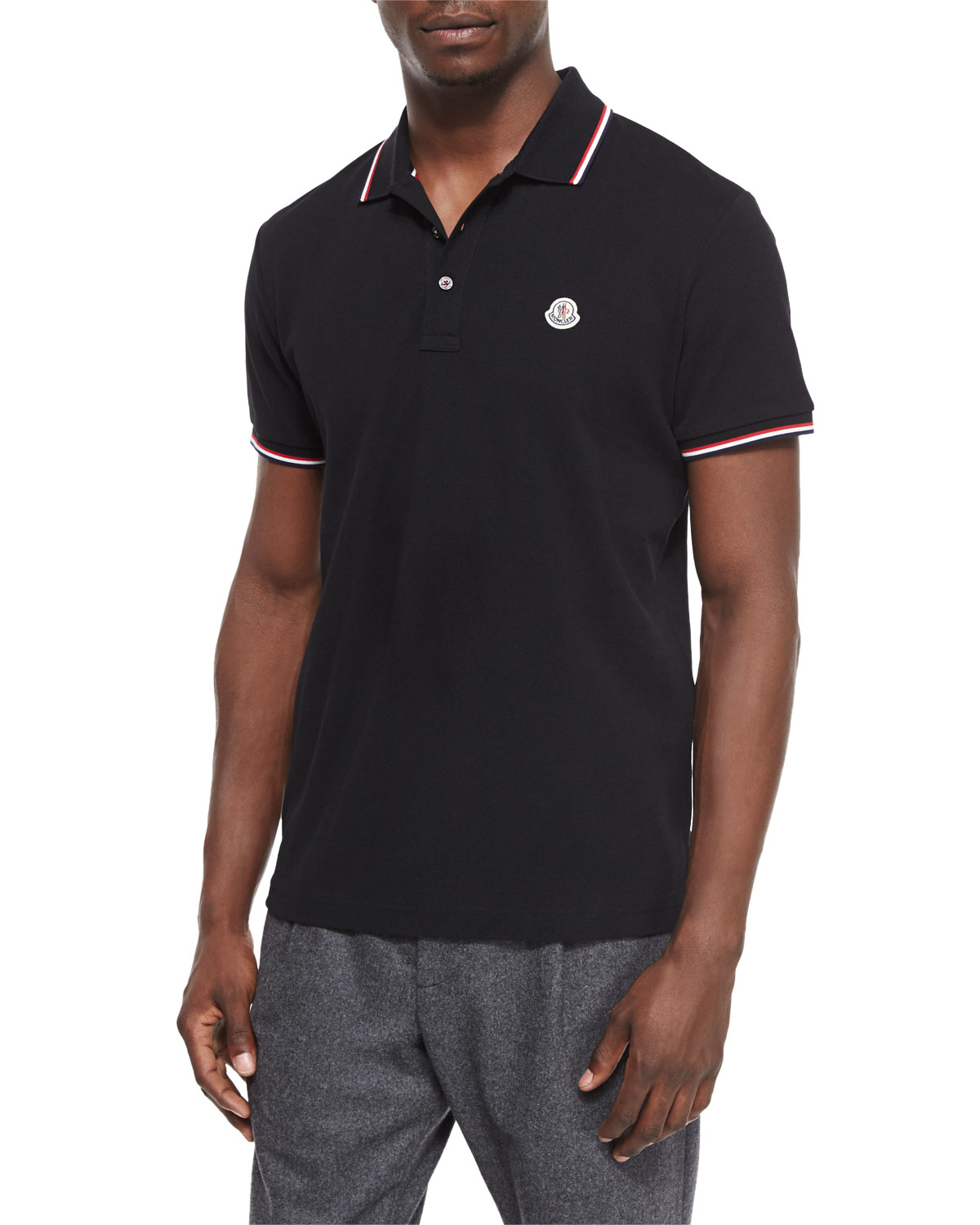 mens black moncler polo shirt