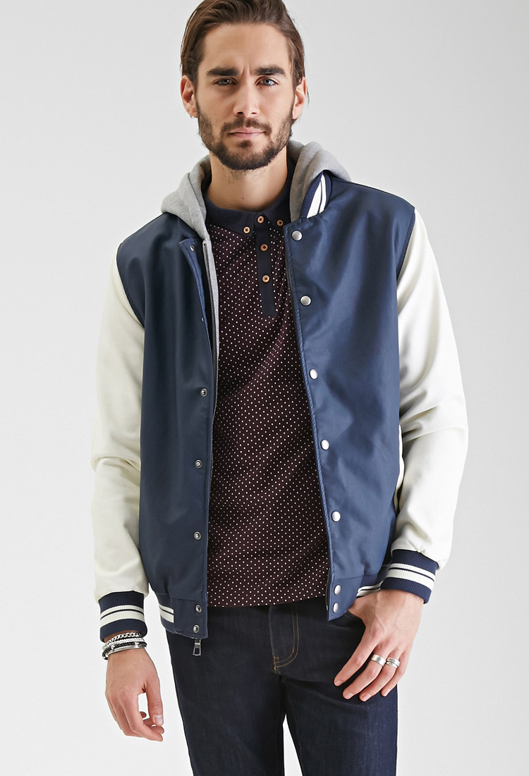 faux leather varsity jacket