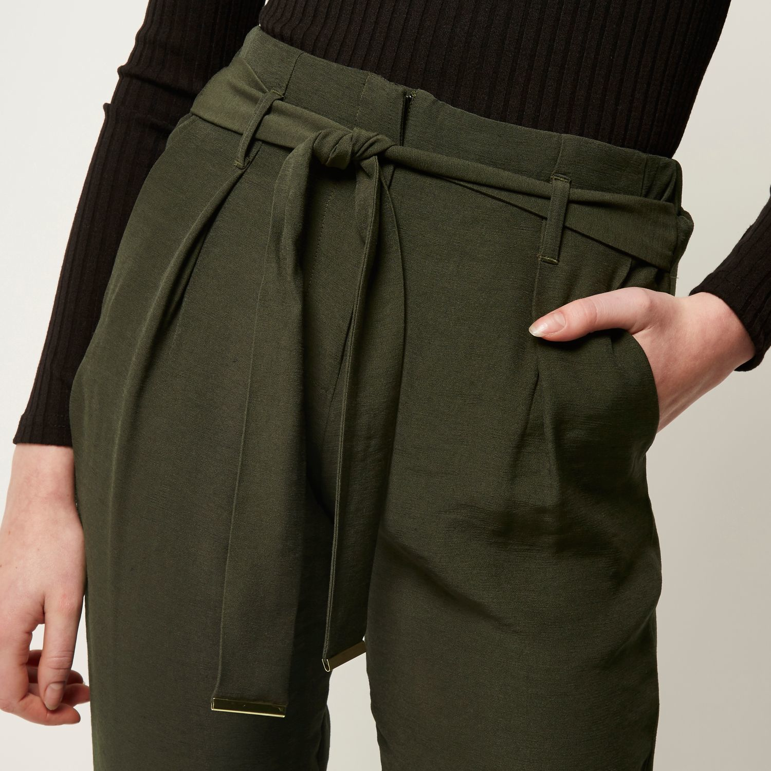 tie waist khaki pants