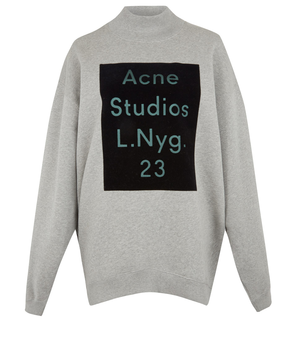 Lyst - Acne Studios Grey Beta Flock Oversized Logo Sweatshirt in Gray