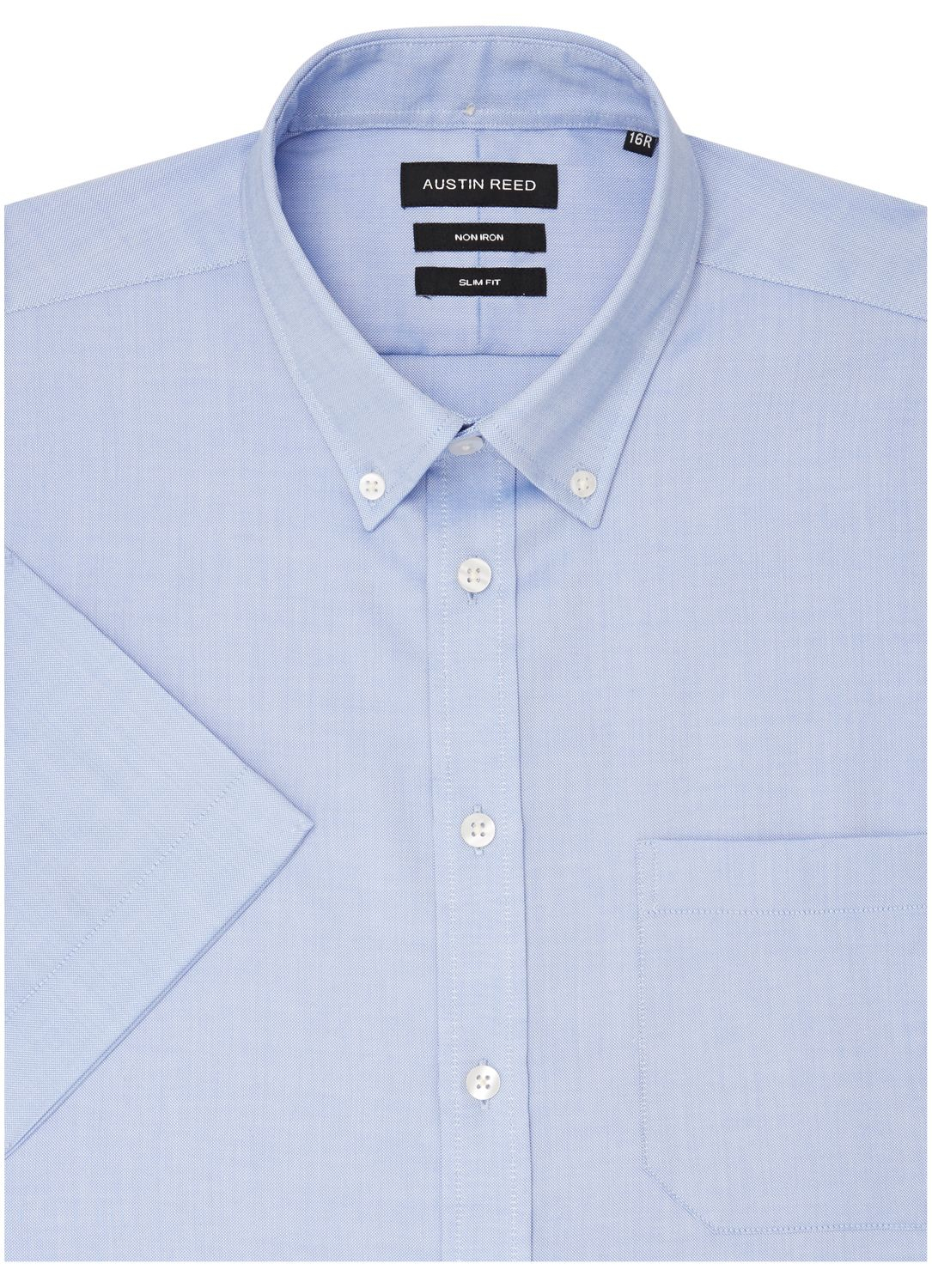 Austin reed Plain Classic Fit Short Sleeve Button Down Shirt in Blue ...