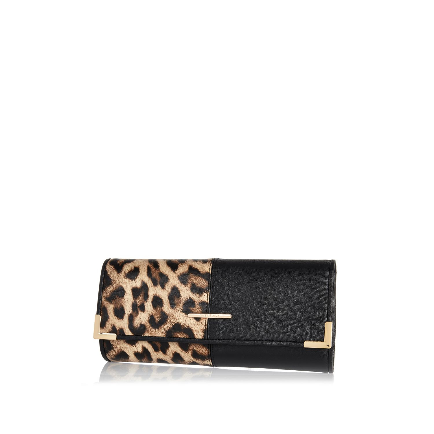 River Island Beige Leopard Print Split Front Clutch Bag Lyst Gallery