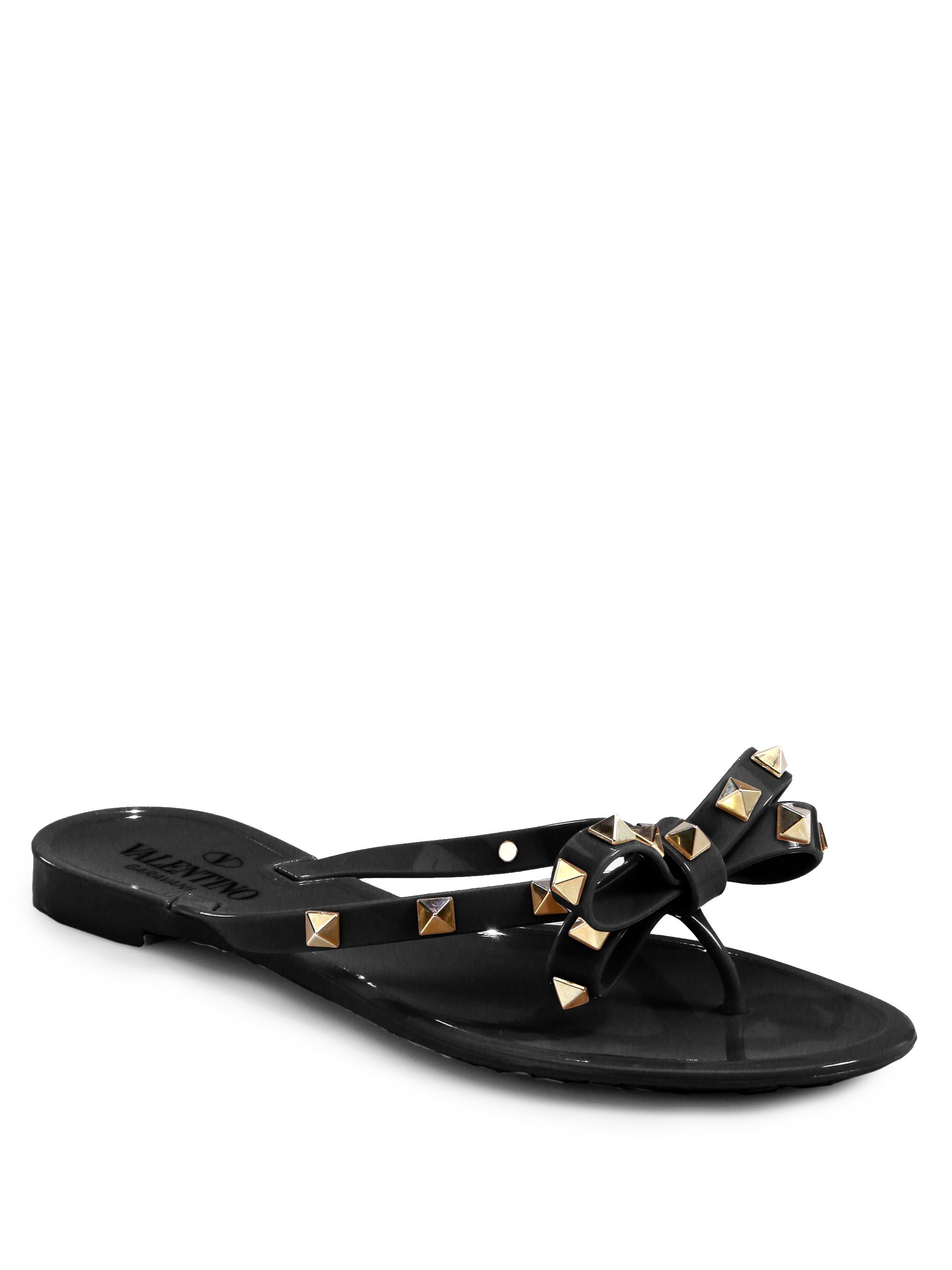 Lyst Valentino  Rockstud  PVC Flip Flops  in Black