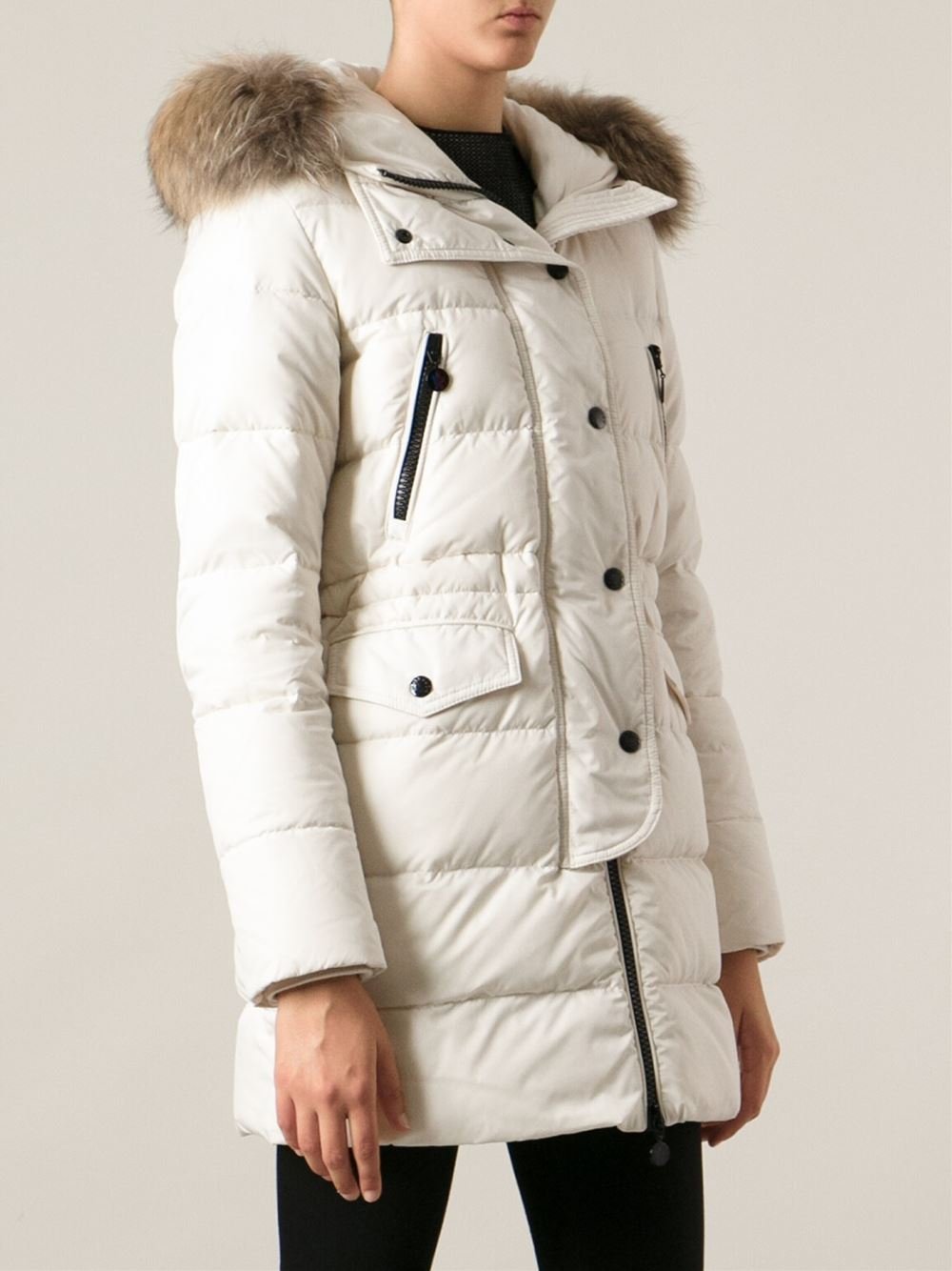 moncler white jacket with fur