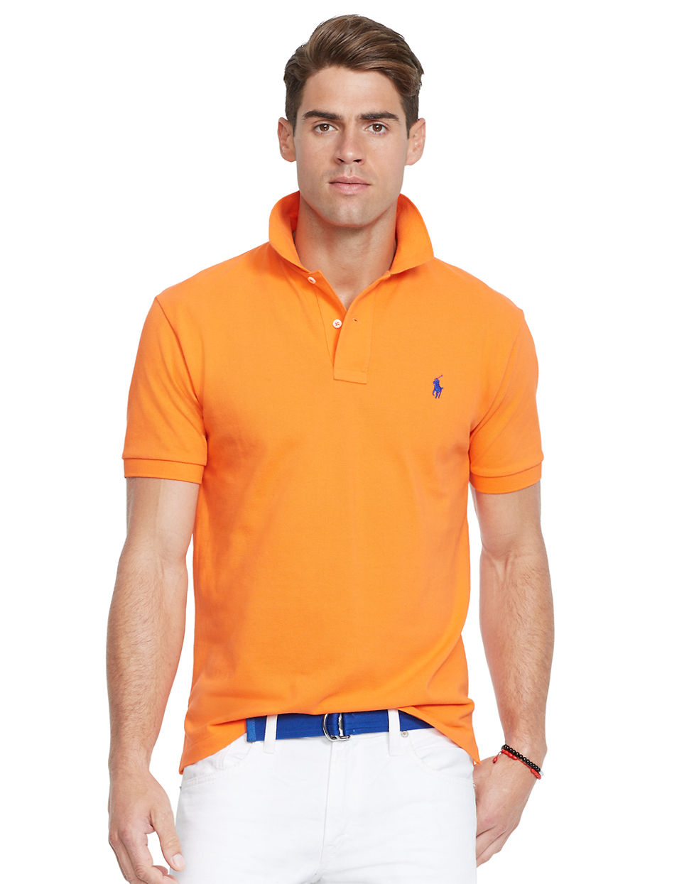 Polo ralph lauren Classic-fit Mesh Polo Shirt in Orange for Men | Lyst