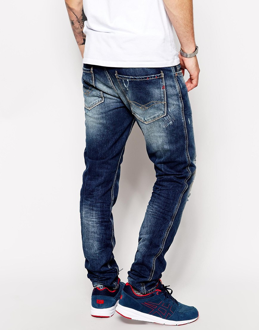 Lyst - Replay Jeans Anbass Slim Fit Mid Rip Repair Wash in Blue for Men