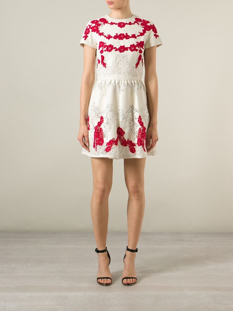 Lyst - Valentino Lace Panel Dress in White