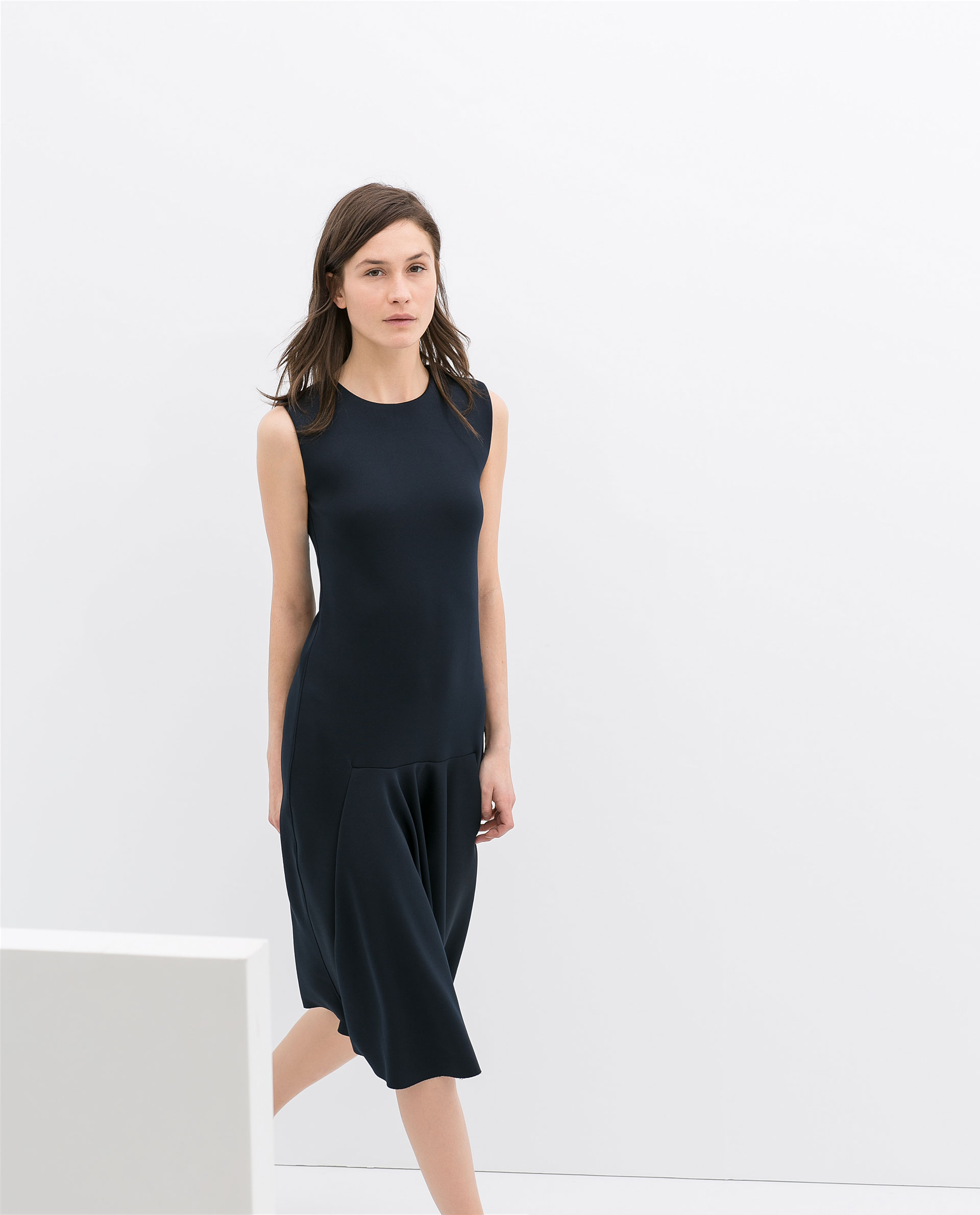 Zara Neoprene Midi Dress in Blue | Lyst
