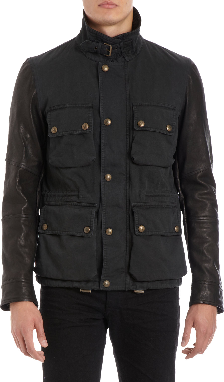 Lyst Belstaff Leather Sleeves Field Jacket in Green for Men