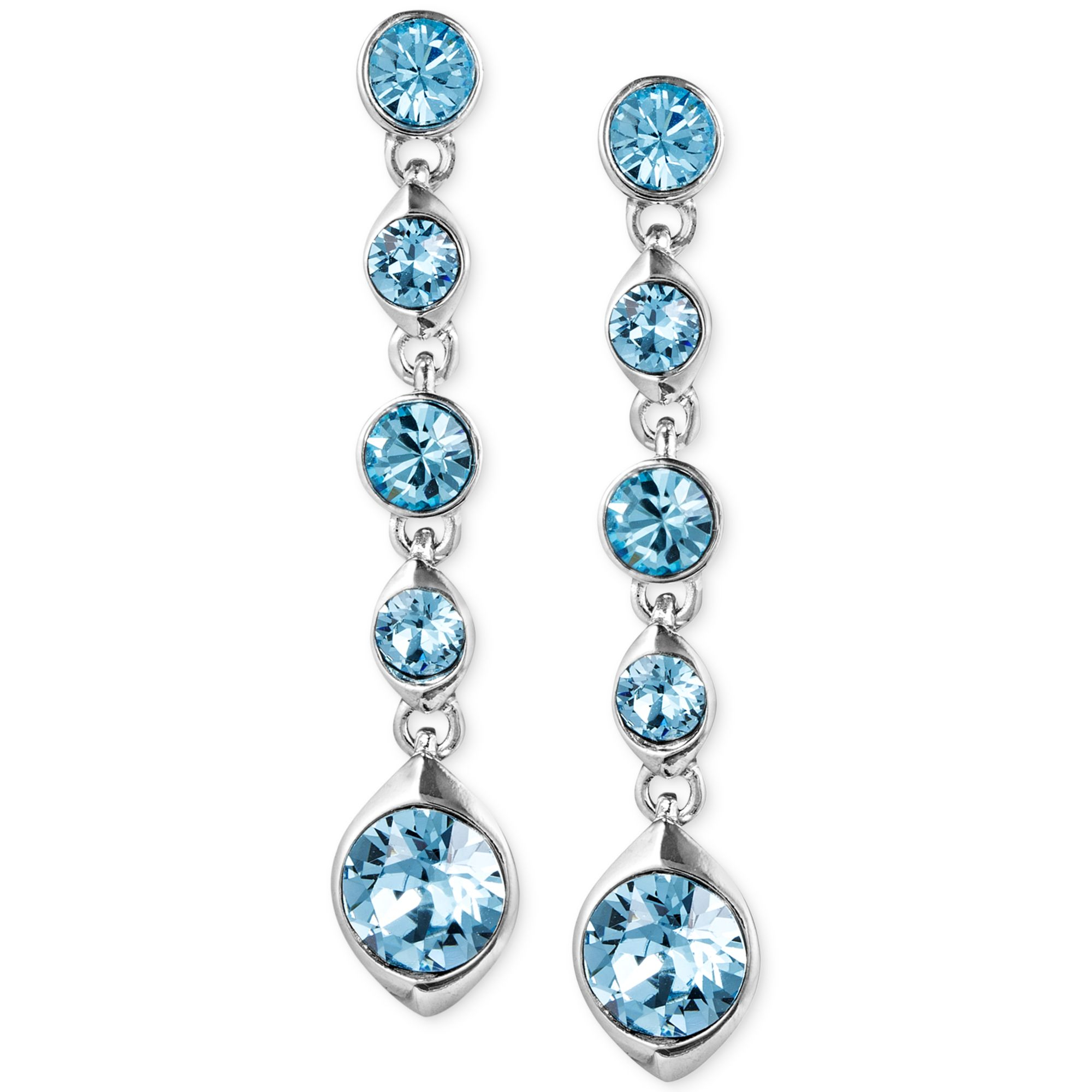 Givenchy Silver Tone Aqua Crystal Linear Earrings in Blue | Lyst