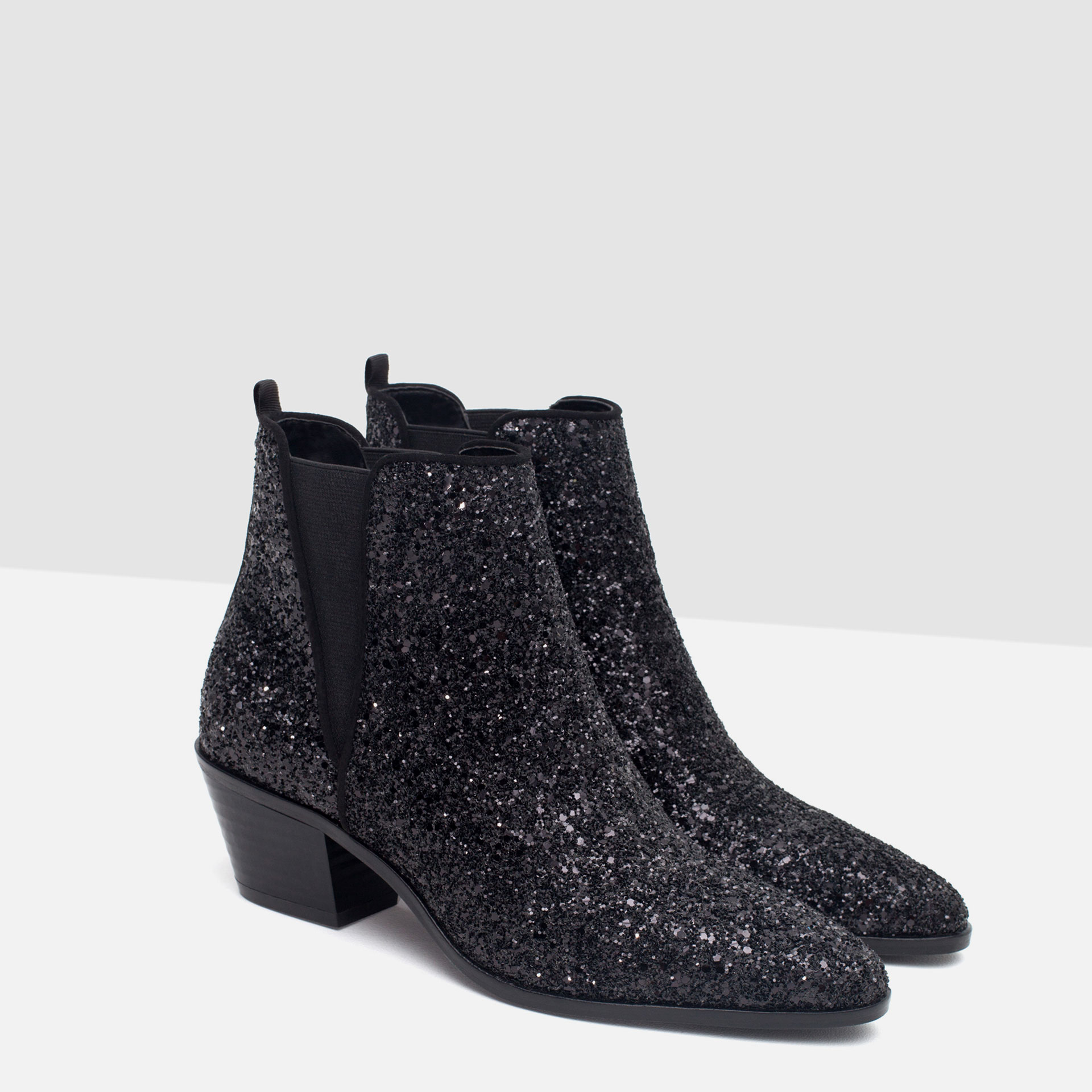 Zara Sparkle Ankle Boots in Black | Lyst