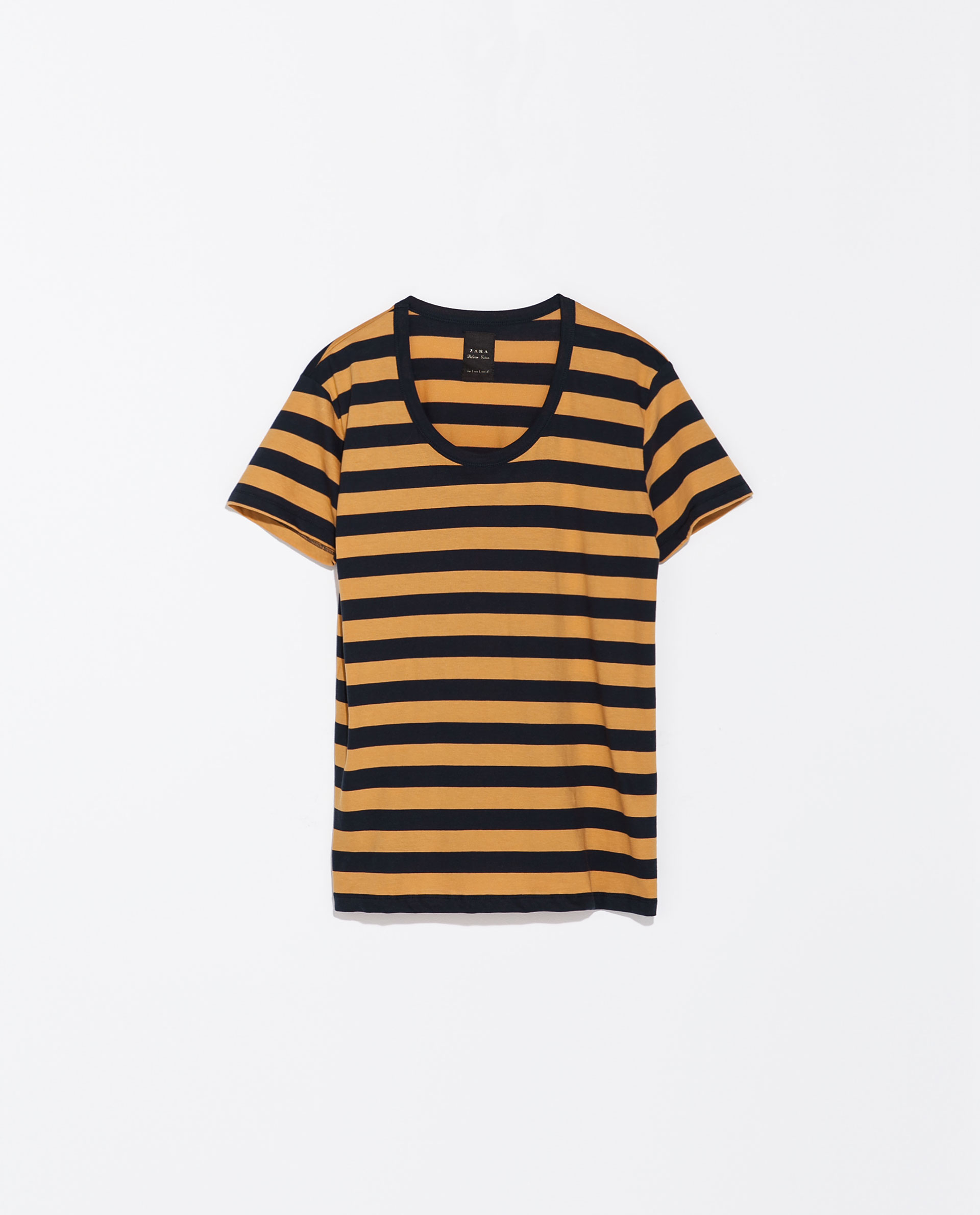 Zara Striped Deluxe T Shirt in Black for Men (Mustard) | Lyst