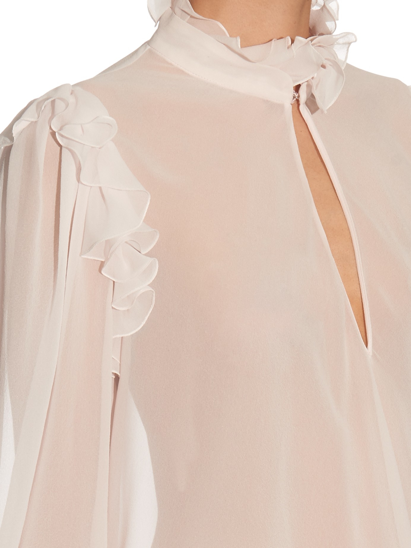 ruffle collar silk blouse