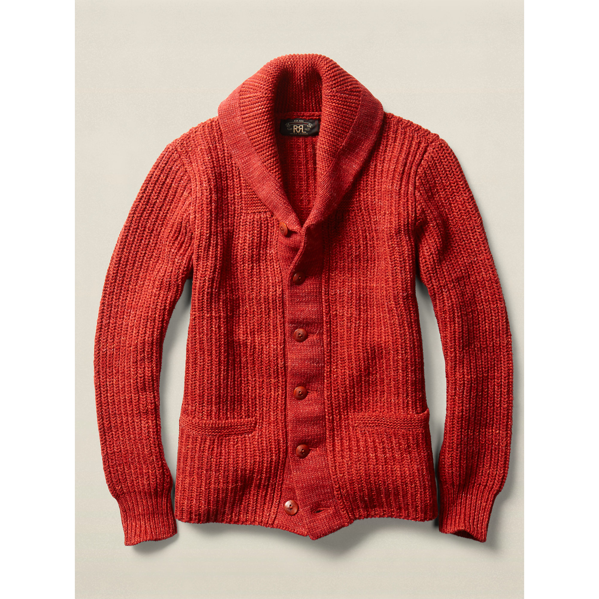 Lyst - Rrl Cotton-wool Shawl Cardigan in Red for Men