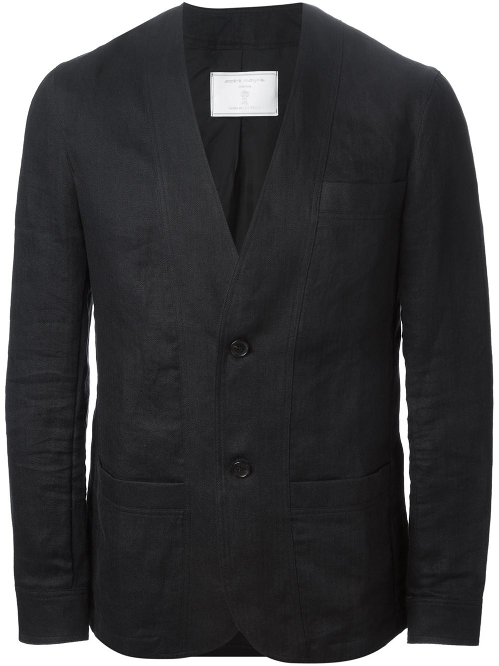 Societe Anonyme Collarless Blazer in Black for Men | Lyst