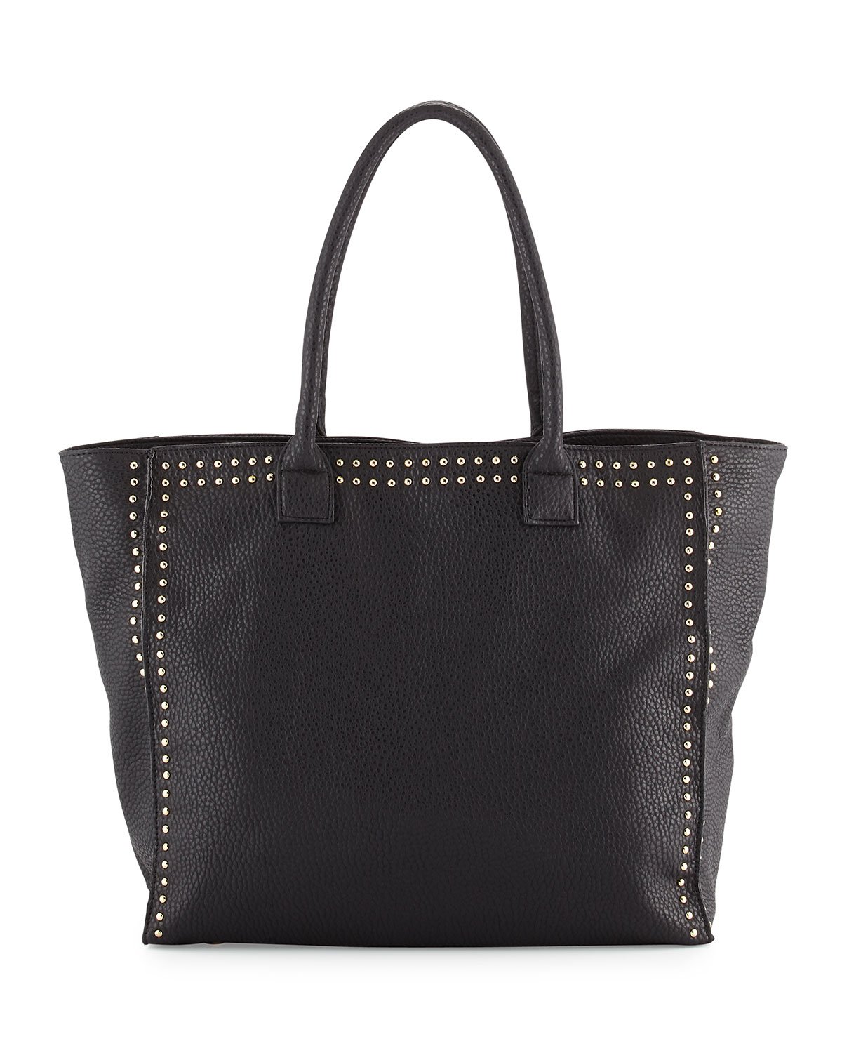 Lyst - Neiman Marcus Studded-trim Faux-leather Tote Bag in Black
