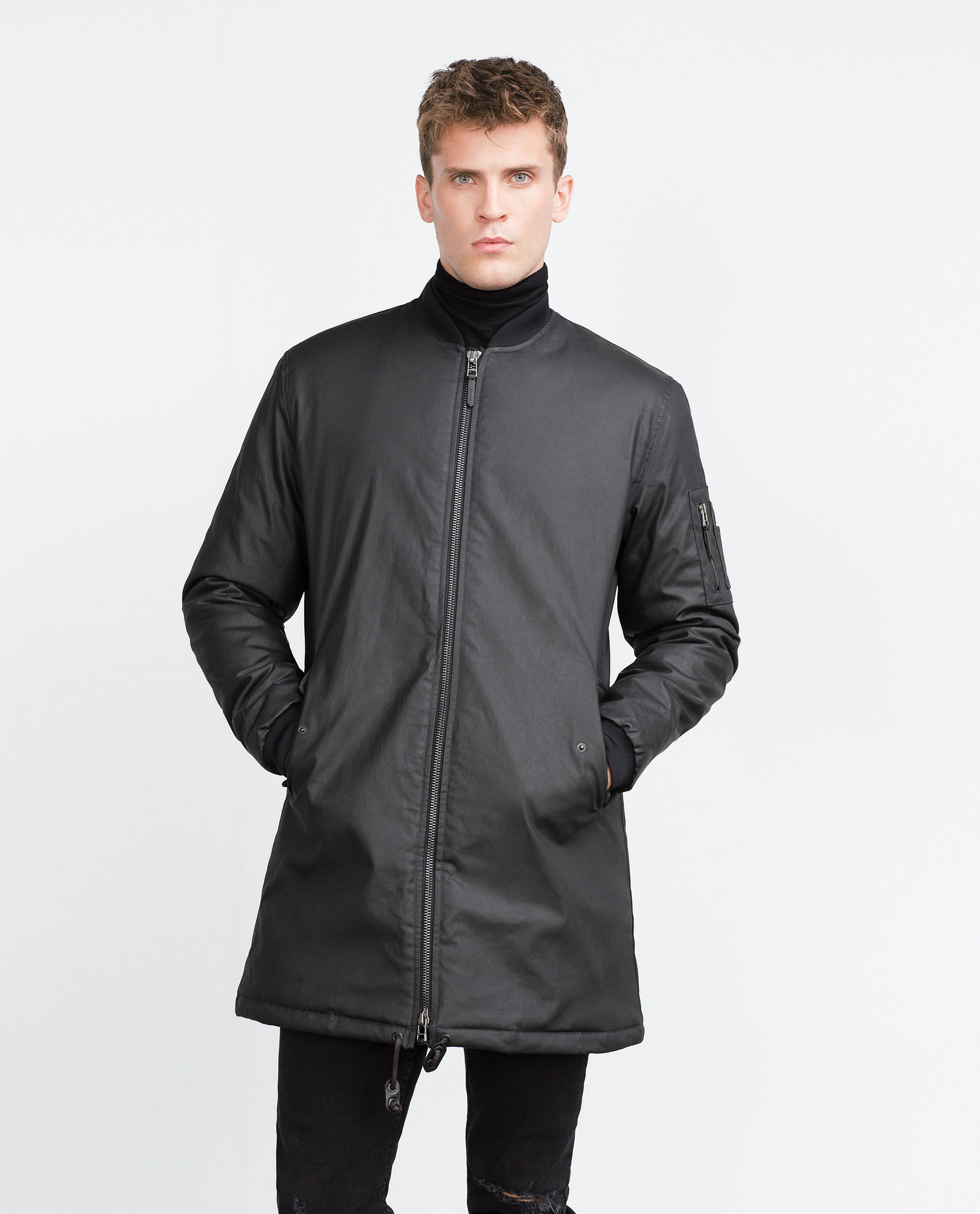 Zara Coated Denim Jacket in Black for Men | Lyst