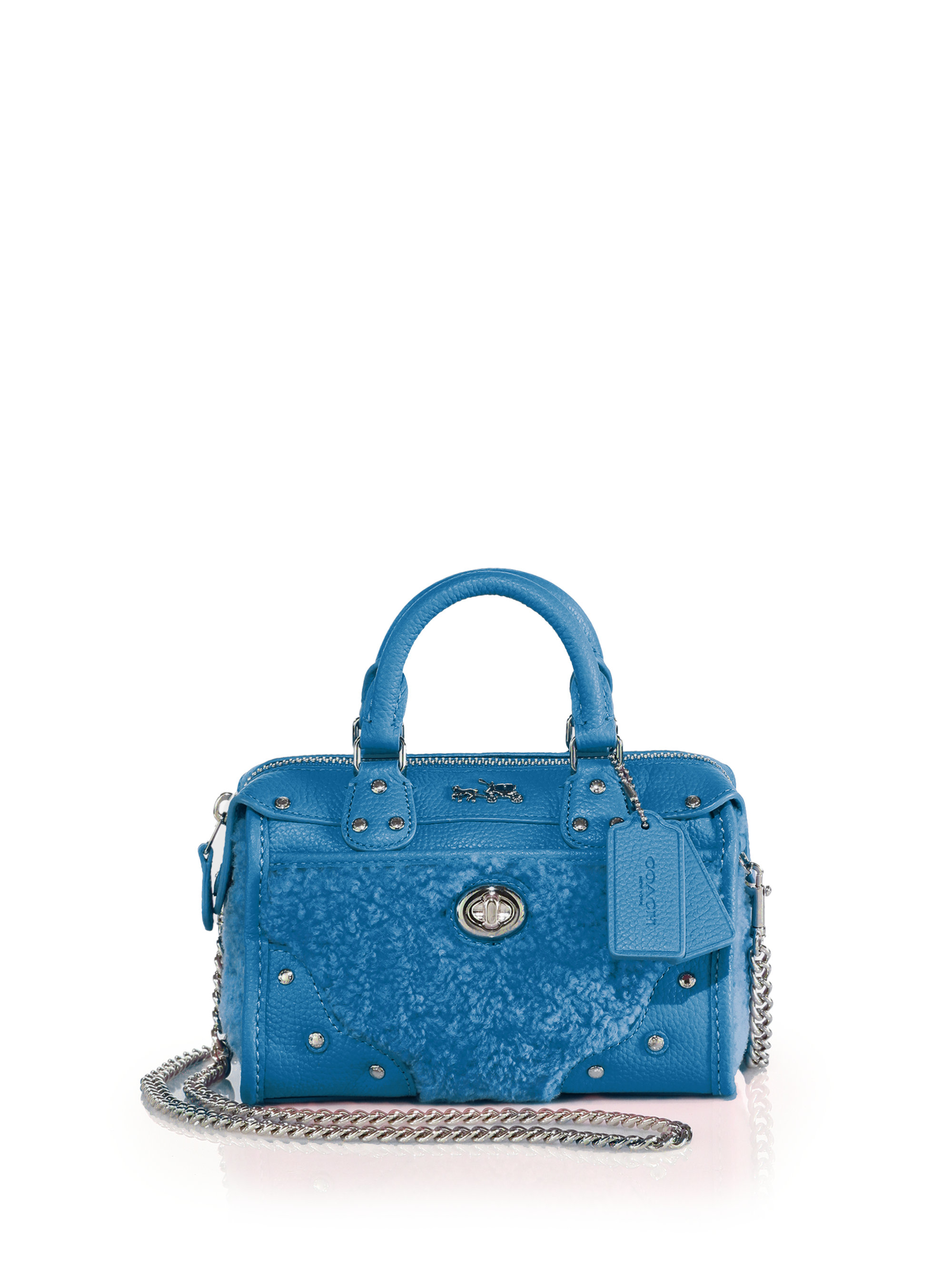 blue leather coach