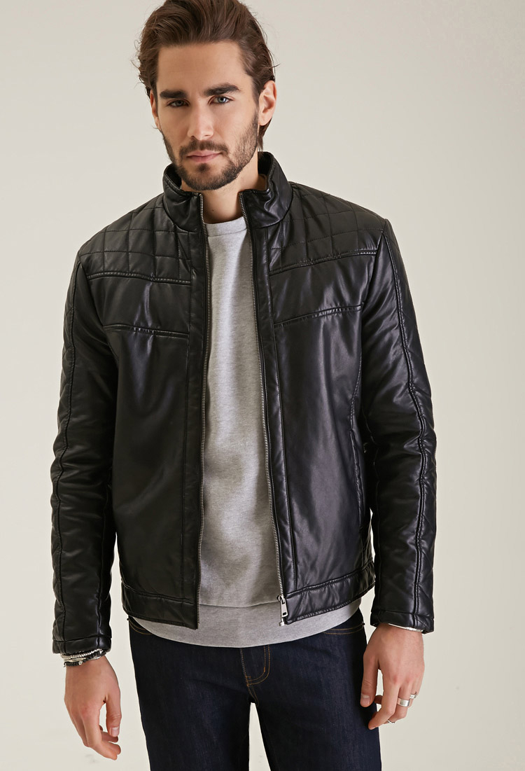 Fake Leather Jackets For Men Cairoamani Com Forever 21 Quilted Faux Leather Jacket In Black For Men Lyst
