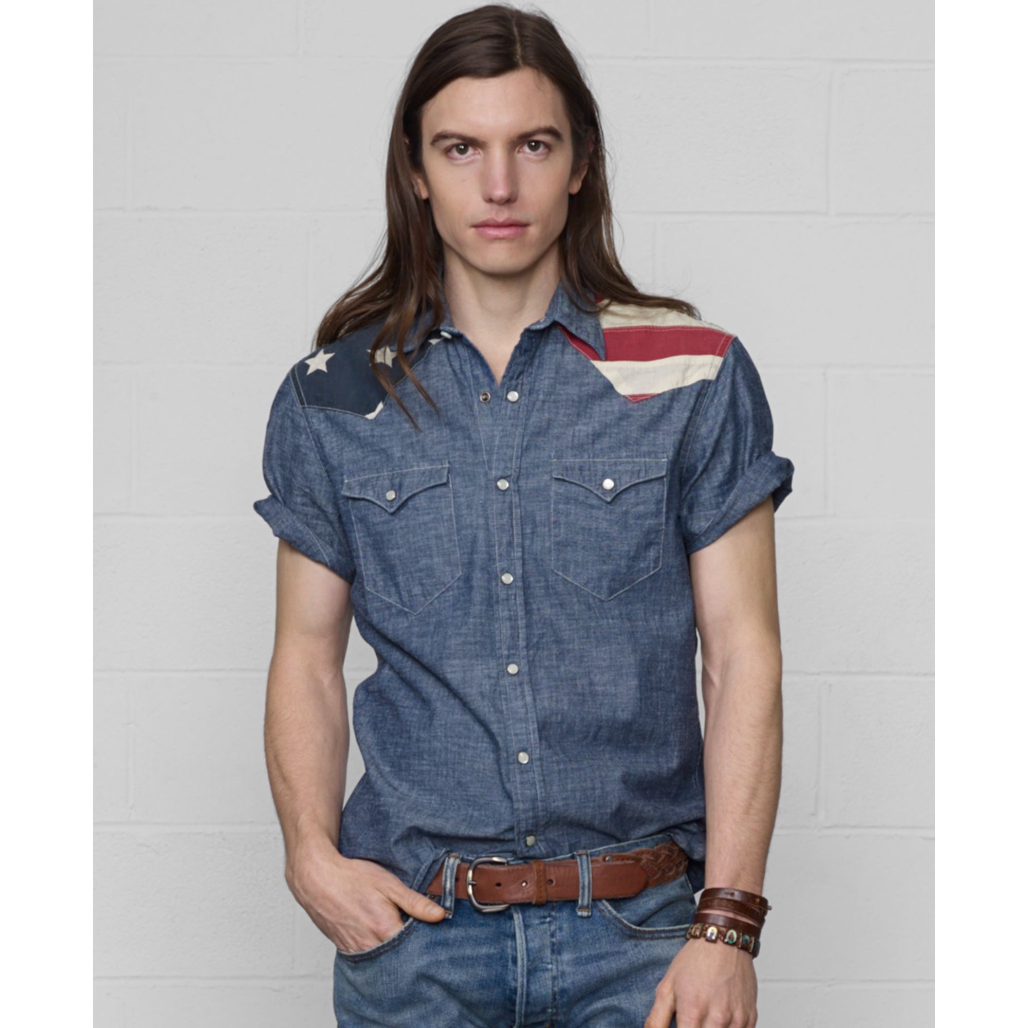 Denim & supply ralph lauren Men's American Flag Yoke Western Shirt in