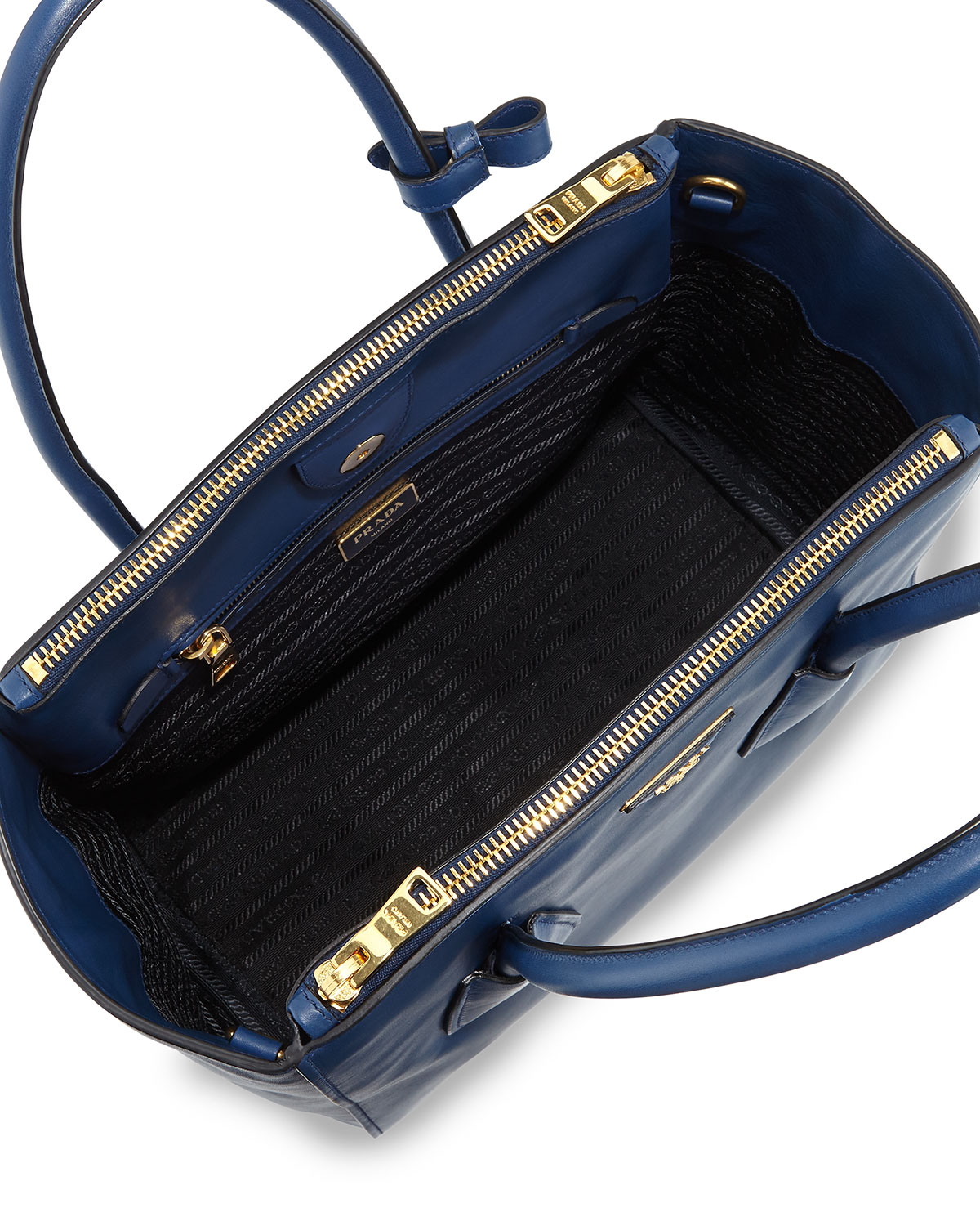 Prada Glace Calf Twin Pocket Tote Bag in Blue (Blue (Bluette)) | Lyst