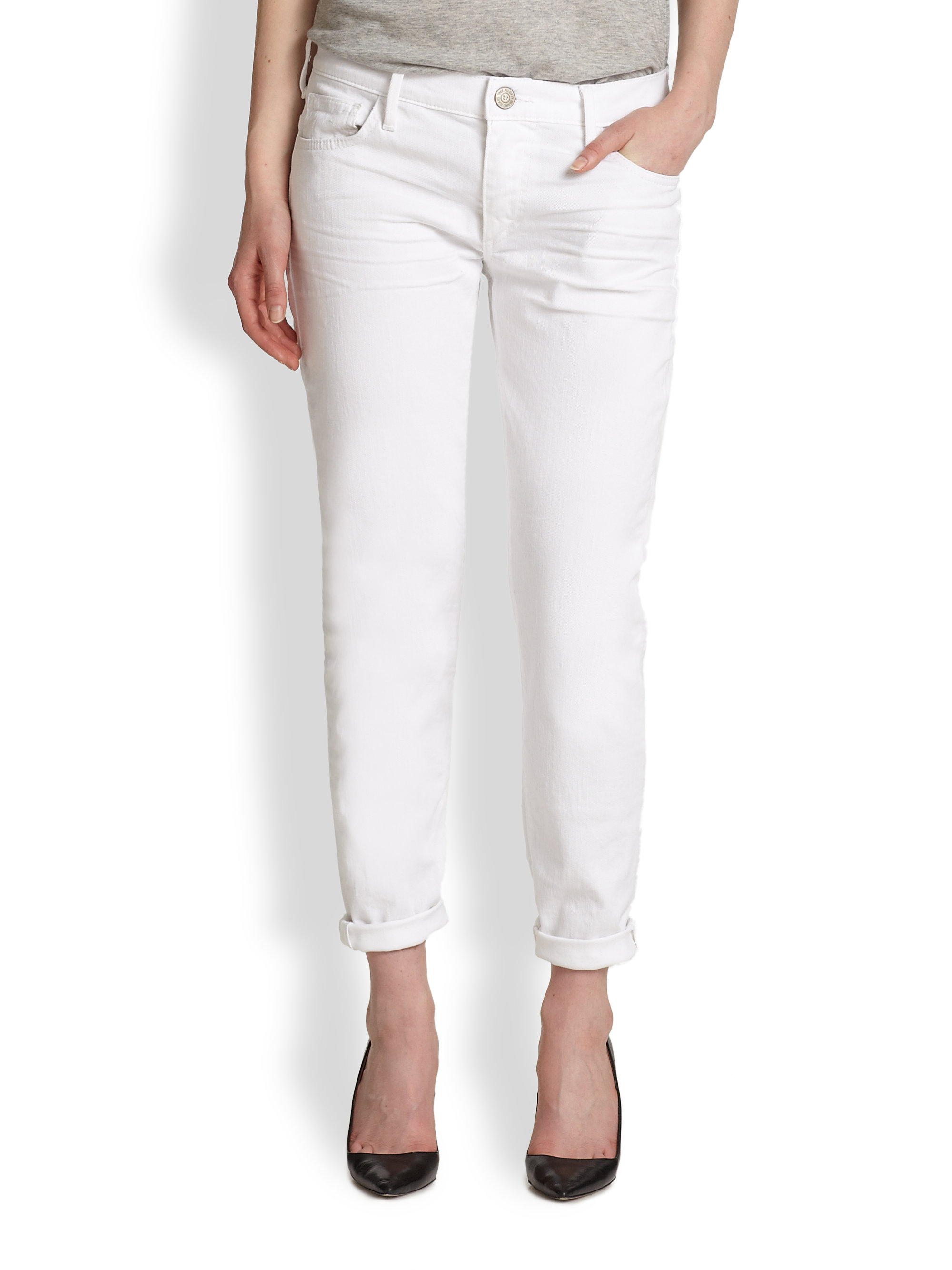 True religion Audrey Slim Relaxedfit Ankle Jeans in White | Lyst