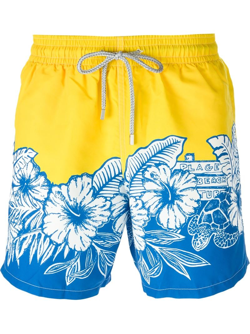 Vilebrequin Hawaiian Flower Print Swim Shorts in Blue for Men | Lyst