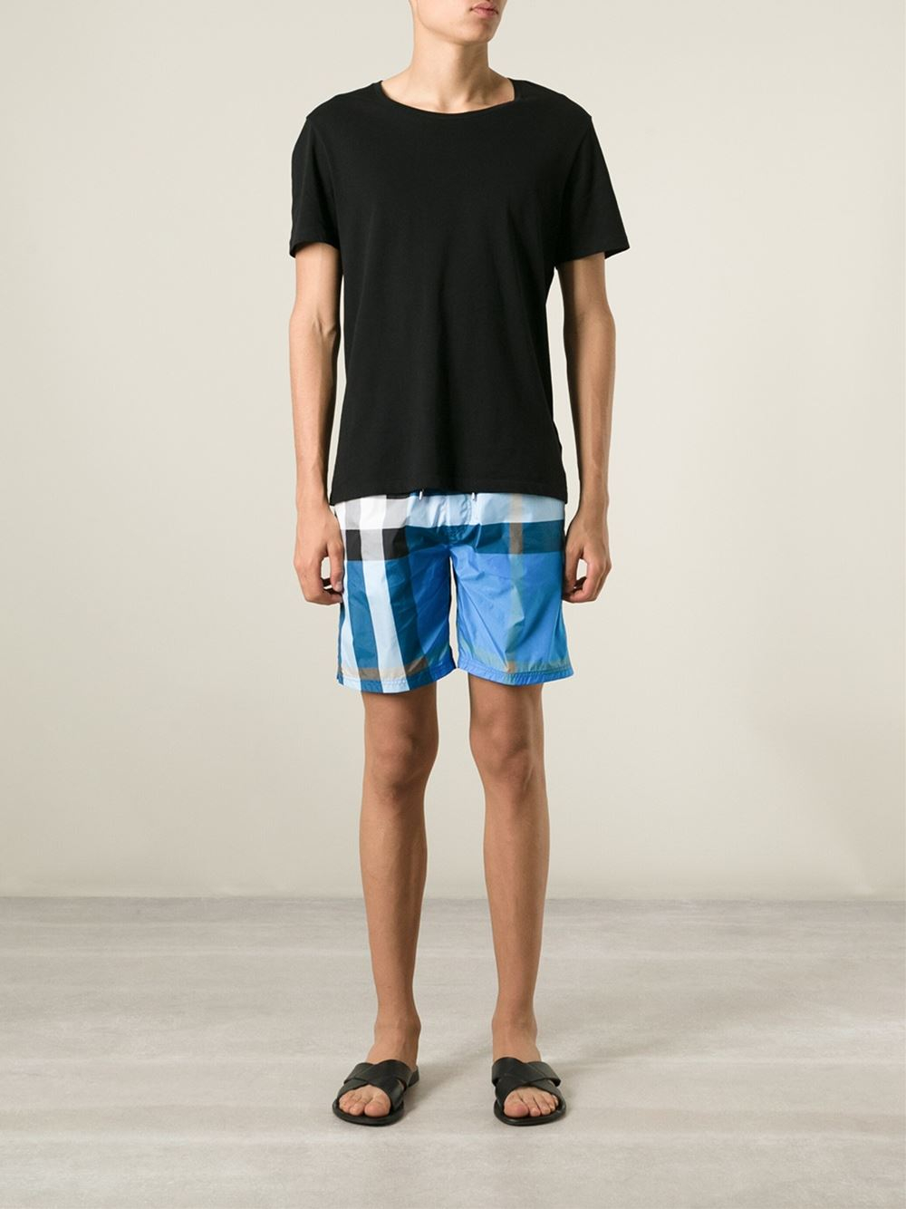 Burberry brit Checked Swim Shorts in Blue for Men | Lyst