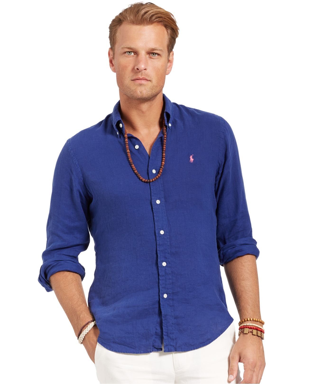 Lyst - Polo Ralph Lauren Big And Tall Long Sleeve Linen Shirt in Blue ...