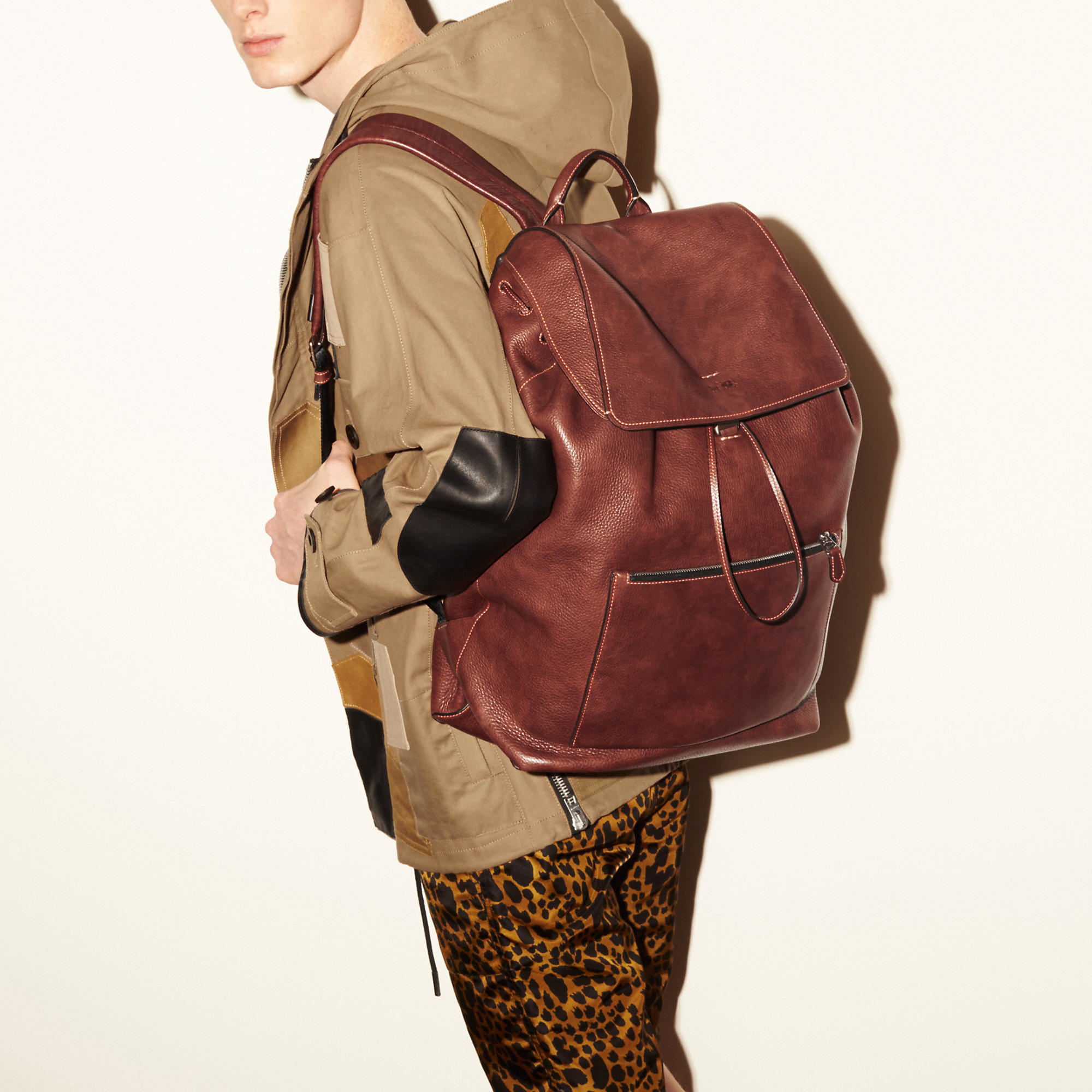 COACH Large Manhattan Backpack In Pebble Leather in Brown - Lyst