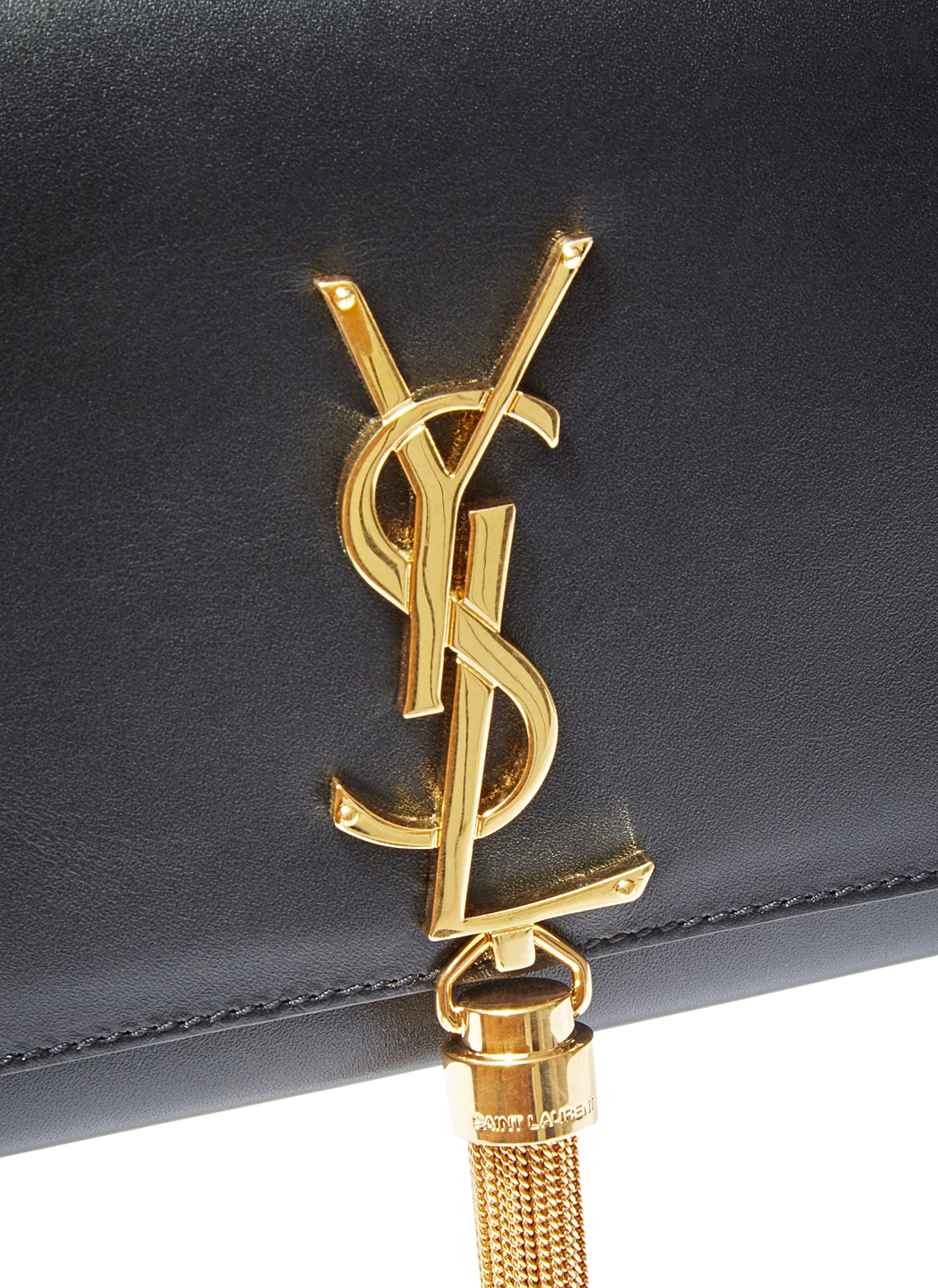 Saint laurent Monogram Leather Clutch Bag in Gold | Lyst