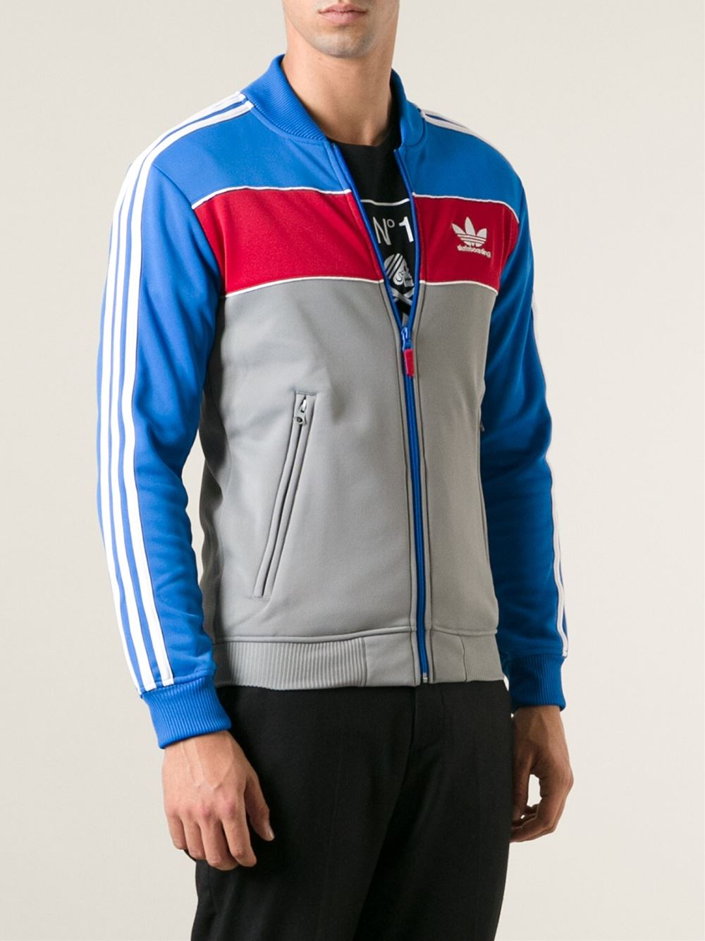 Lyst - Adidas Striped Zipped Track Jacket in Blue for Men