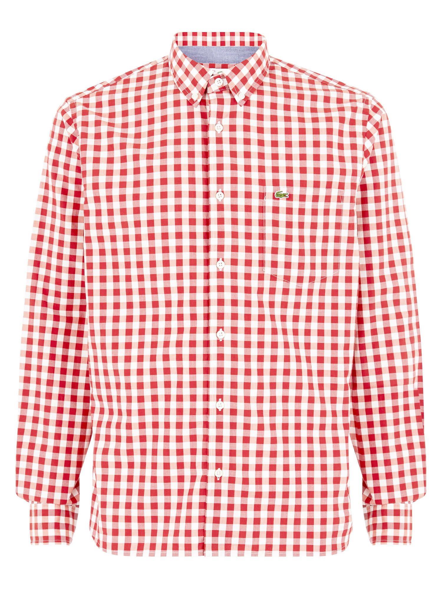 Lacoste Large Gingham Check Shirt in Red for Men | Lyst