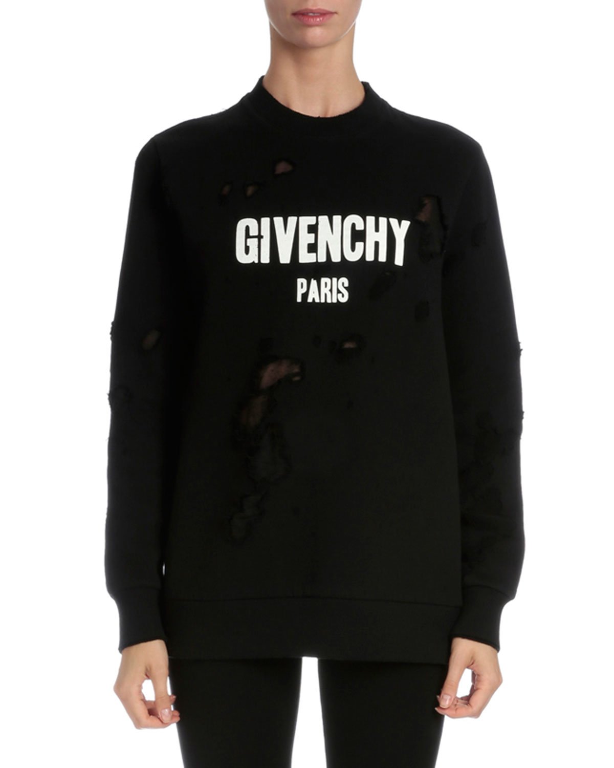 Givenchy Cotton Long-sleeve Logo-print Sweatshirt in Black - Lyst