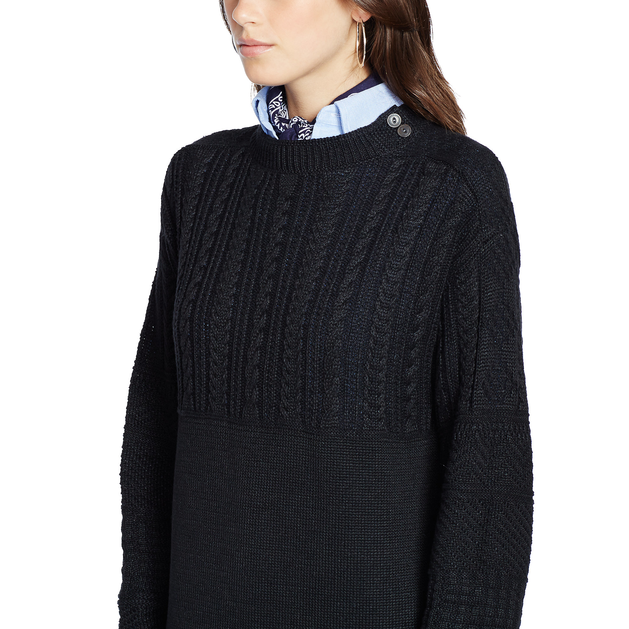 Polo ralph lauren Cableknit Sweater Dress in Black Lyst