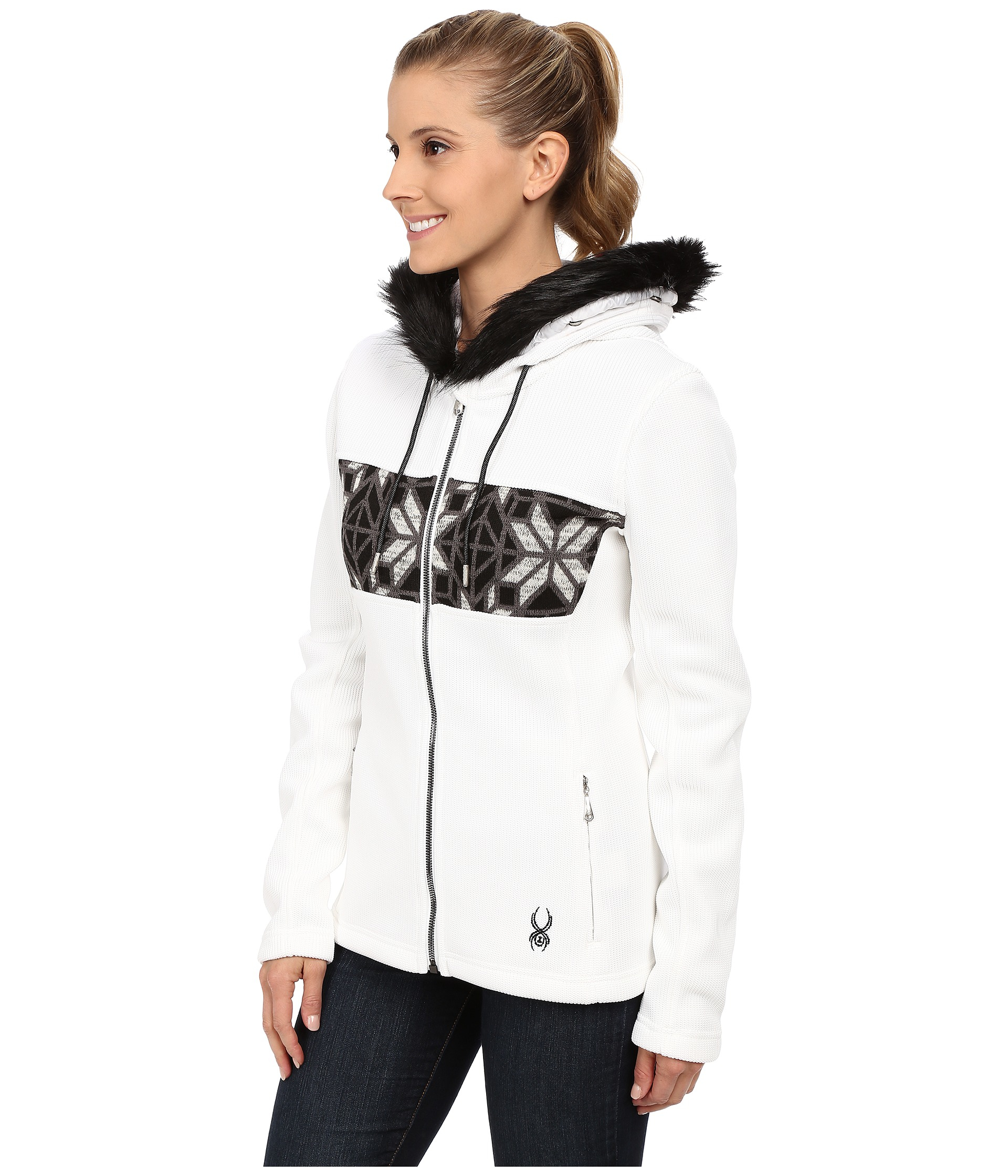 White fur hoodie clearance