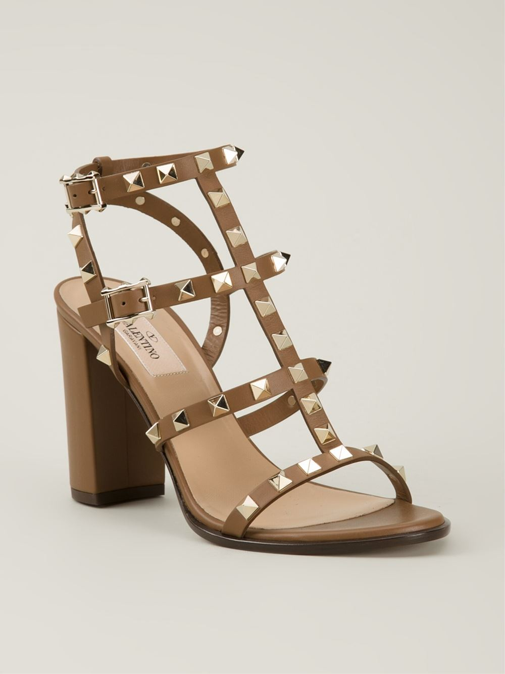 Valentino 'Rockstud' Sandals in Brown | Lyst