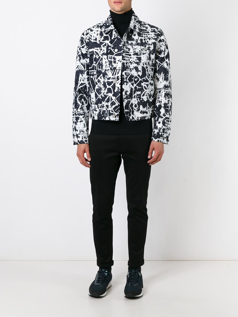 Lyst - Kenzo Graffiti Print Denim Jacket in White for Men