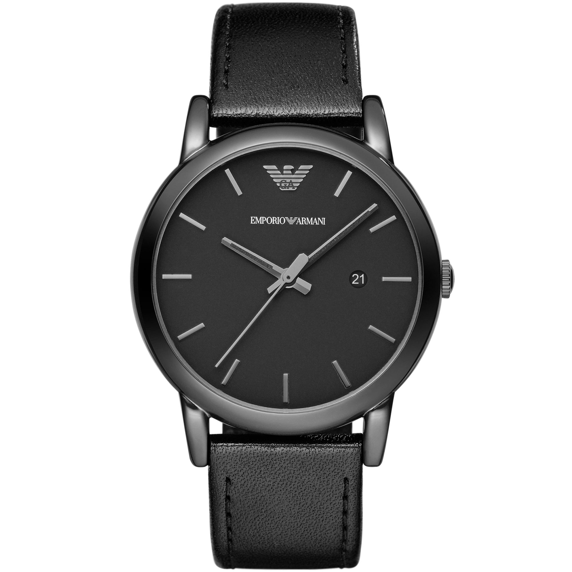 Emporio Armani Men'S Black Leather Strap Watch 41Mm Ar1732 in Black for ...