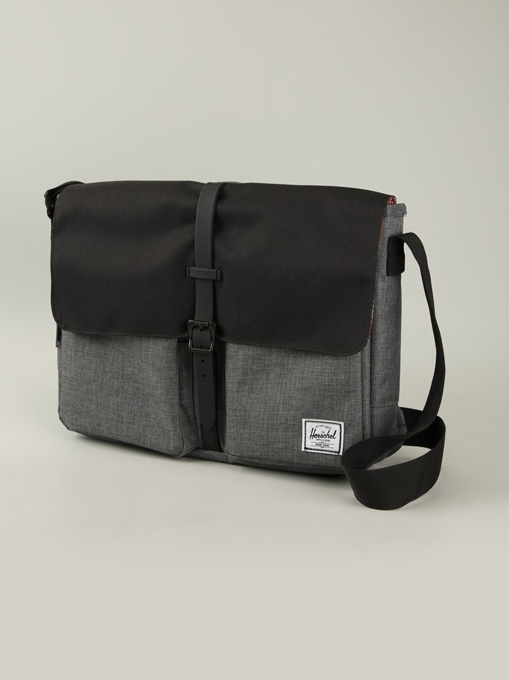 mens grey messenger bag