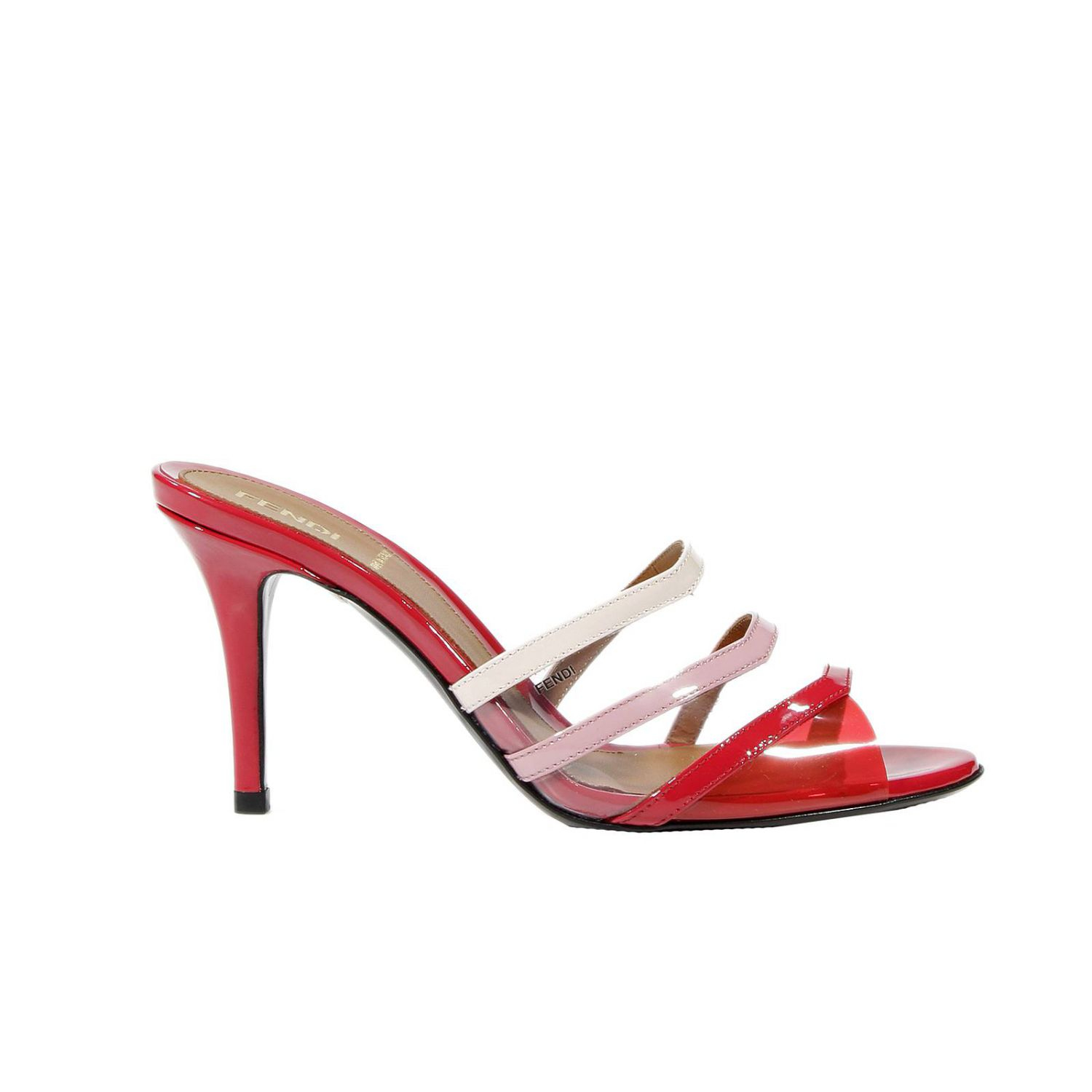 Fendi Shoes Heel 8 Sandal Stripe Patent Color in Red | Lyst