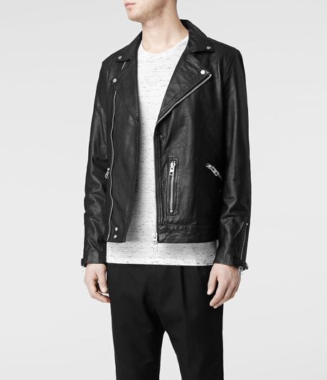 Allsaints Hemsley Leather Biker Jacket in Black for Men | Lyst