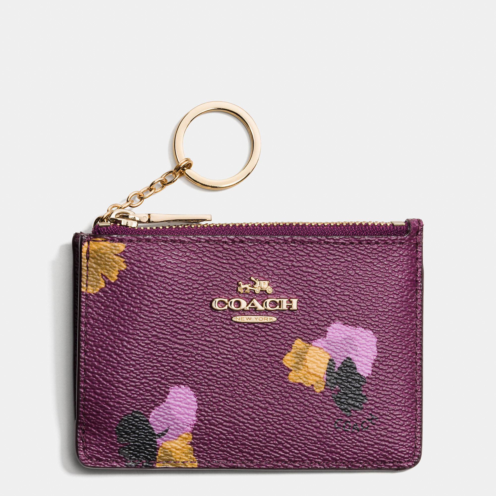 Coach Mini Id Skinny In Floral Print Coated Canvas in Purple Lyst